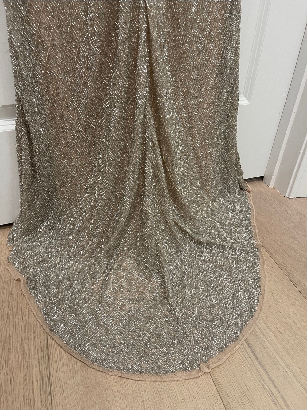 NWT Primavera Couture Champagne Sequin Maxi Gown - Picture 12 of 13